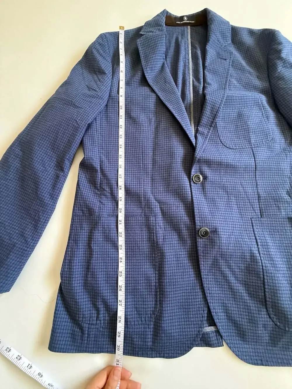 Hart Schaffner Marx Blazer Mens Blue Check Two Button Unlined Y2K Office